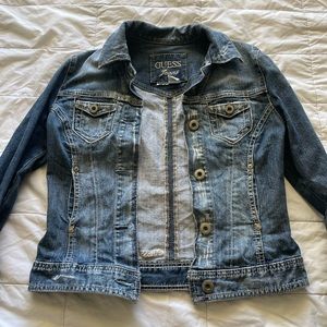 Women’s Guess Distressed Denim Jacket Small Petite